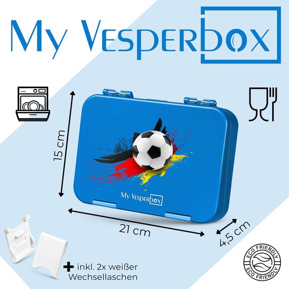 My Vesperbox® Brotdose für Kinder mit Fächern [LEN] - Lunchbox mit Trennfächern - Bento Box - Jausenbox - Brotzeitbox für Schule & Kindergarten - Vesperdose für Jungen & Mädchen