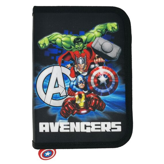 Theonoi Kinder Federmäppchen Federtasche Federmappe Mäppchen Etui 2 Fach Doppeldecker Schüleretui Stifteetui gefüllt Federpenal Schulzubehör Einschulung Junge (Avengers)