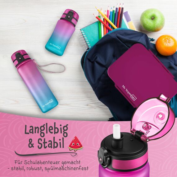 My Vesperbox® Brotdose für Kinder mit Fächern [LEN] - Lunchbox mit Trennfächern - Bento Box - Jausenbox - Brotzeitbox für Schule & Kindergarten - Vesperdose für Jungen & Mädchen