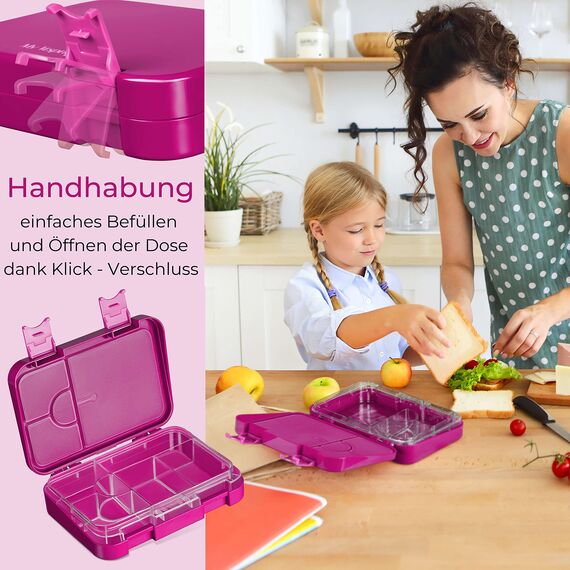 My Vesperbox® Brotdose für Kinder mit Fächern [LEN] - Lunchbox mit Trennfächern - Bento Box - Jausenbox - Brotzeitbox für Schule & Kindergarten - Vesperdose für Jungen & Mädchen