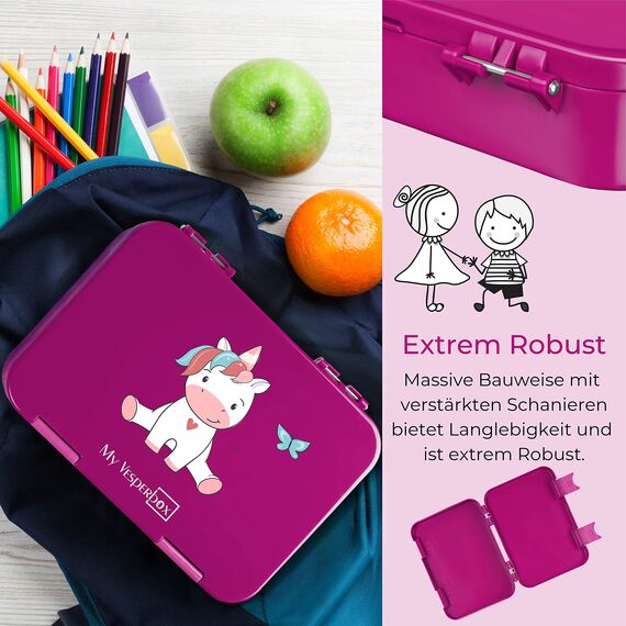 My Vesperbox® Brotdose für Kinder mit Fächern [LEN] - Lunchbox mit Trennfächern - Bento Box - Jausenbox - Brotzeitbox für Schule & Kindergarten - Vesperdose für Jungen & Mädchen