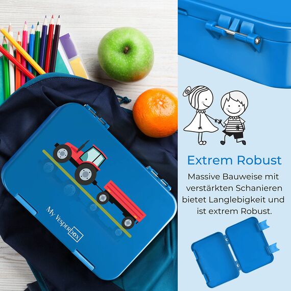 My Vesperbox® Brotdose für Kinder mit Fächern [LEN] - Lunchbox mit Trennfächern - Bento Box - Jausenbox - Brotzeitbox für Schule & Kindergarten - Vesperdose für Jungen & Mädchen