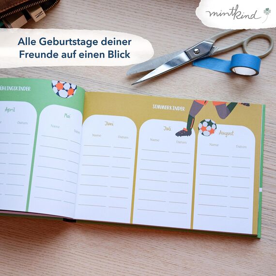 mintkind® „Meine Schulfreunde“ Freundebuch Schule Mädchen & Jungen Fußball Design | Freundschaftsbuch Grundschule | Meine Freunde Buch Geschenk zur Einschulung | Schulfreundebuch zum Ausfüllen