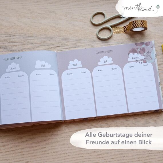 mintkind® „Meine Schulfreunde“ Freundebuch Schule Mädchen und Jungen Natur Design | Freundschaftsbuch Grundschule | Meine Freunde Buch Geschenk zur Einschulung | Schulfreundebuch zum Ausfüllen