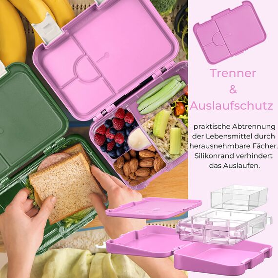 My Vesperbox® Brotdose für Kinder mit Fächern [LEN] - Lunchbox mit Trennfächern - Bento Box - Jausenbox - Brotzeitbox für Schule & Kindergarten - Vesperdose für Jungen & Mädchen
