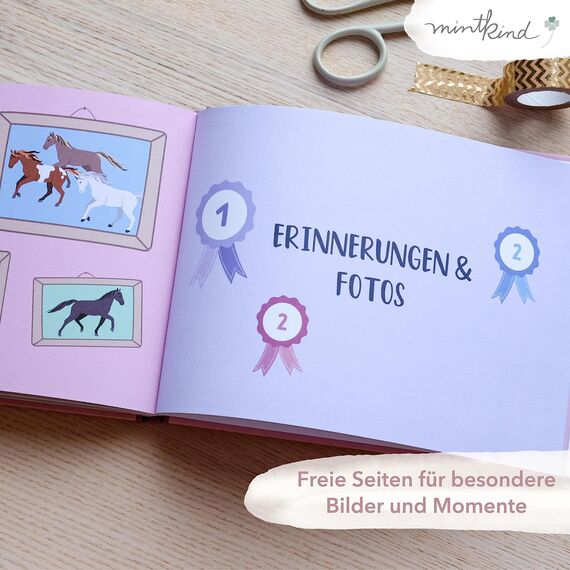 mintkind® „Meine Schulfreunde“ Freundebuch Schule Mädchen und Jungen Pferde Design | Freundschaftsbuch Grundschule | Meine Freunde Buch Geschenk zur Einschulung | Schulfreundebuch zum Ausfüllen