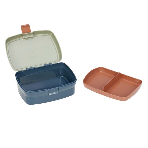 LÄSSIG Kinder Lunchbox Brotdose mit herausnehmbarer Unterteilung, BPA-frei/Happy Prints, Blau