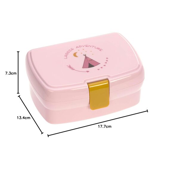 LÄSSIG Kinder Lunchbox Brotdose mit herausnehmbarer Unterteilung, BPA-frei/Adventure Tipi, rosa