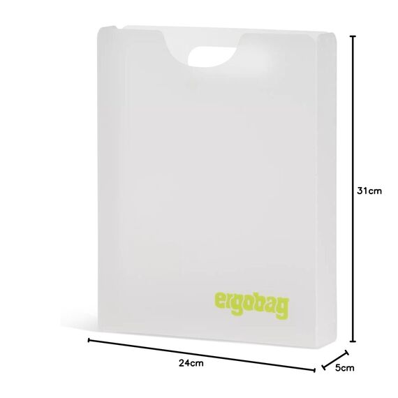 ergobag Heftebox DIN A4 inkl. Griff für mehr Ordnung im Schulranzen, durchsichtig und stabil