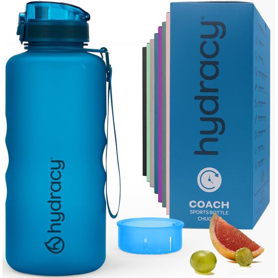 Hydracy Trinkflasche mit Fruchteinsatz - 2L Wasserflasche - BPA-freie Trinkflasche mit Zeitmarkierung Auslaufsichere Sportflasche - Kondensationsfrei für Sport und Outdoor