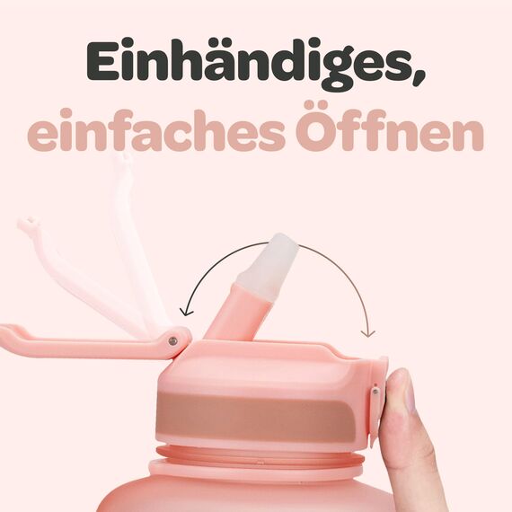 Hydracy Trinkflasche mit Strohhalm und Zeitmarkierung - 2L Wasserflasche - BPA-freie Trinkflasche - Auslaufsichere Sportflasche - Kondensationsfrei für Sport und Outdoor
