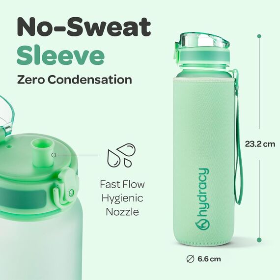 Hydracy Trinkflasche mit Fruchteinsatz - 500ml Wasserflasche - BPA-freie Trinkflasche mit Zeitmarkierung Auslaufsichere Sportflasche - Kondensationsfrei für Sport und Outdoor