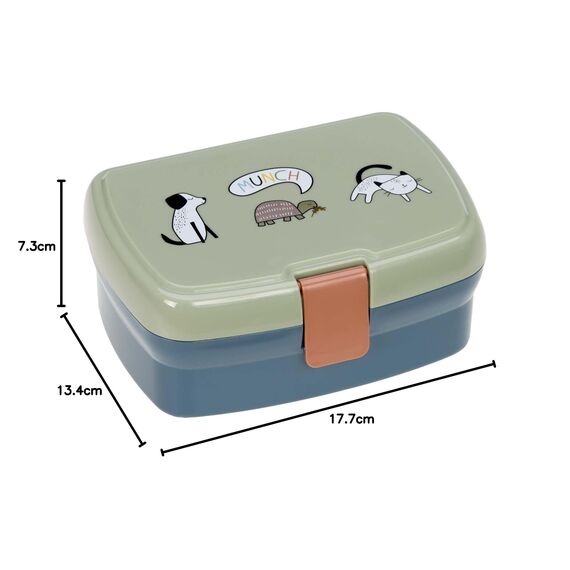 LÄSSIG Kinder Lunchbox Brotdose mit herausnehmbarer Unterteilung, BPA-frei/Happy Prints, Blau