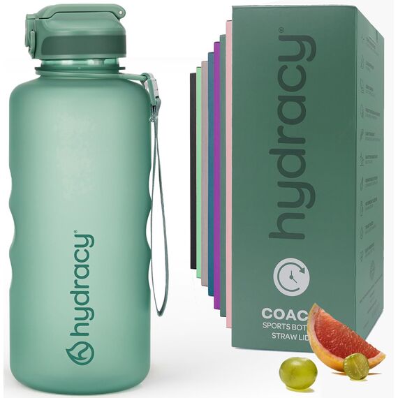 Hydracy Trinkflasche mit Strohhalm und Zeitmarkierung - 2L Wasserflasche - BPA-freie Trinkflasche - Auslaufsichere Sportflasche - Kondensationsfrei für Sport und Outdoor