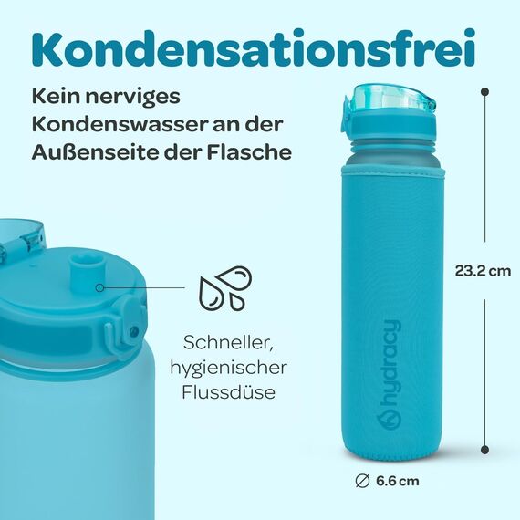 Hydracy Trinkflasche mit Fruchteinsatz - 500ml Wasserflasche - BPA-freie Trinkflasche mit Zeitmarkierung Auslaufsichere Sportflasche - Kondensationsfrei für Sport und Outdoor