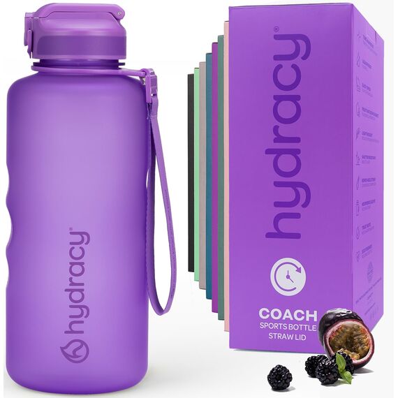 Hydracy Trinkflasche mit Strohhalm und Zeitmarkierung - 2L Wasserflasche - BPA-freie Trinkflasche - Auslaufsichere Sportflasche - Kondensationsfrei für Sport und Outdoor