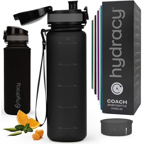 Hydracy Trinkflasche mit Fruchteinsatz - 500ml Wasserflasche - BPA-freie Trinkflasche mit Zeitmarkierung Auslaufsichere Sportflasche - Kondensationsfrei für Sport und Outdoor