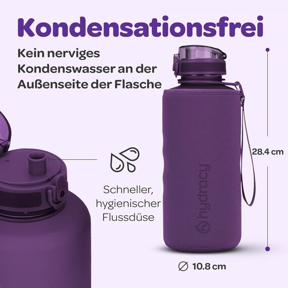 Hydracy Trinkflasche mit Fruchteinsatz - 2L Wasserflasche - BPA-freie Trinkflasche mit Zeitmarkierung Auslaufsichere Sportflasche - Kondensationsfrei für Sport und Outdoor