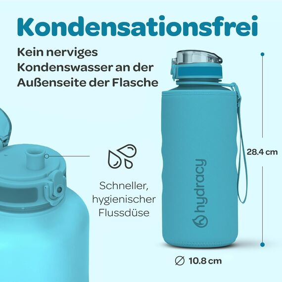 Hydracy Trinkflasche mit Fruchteinsatz - 2L Wasserflasche - BPA-freie Trinkflasche mit Zeitmarkierung Auslaufsichere Sportflasche - Kondensationsfrei für Sport und Outdoor
