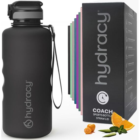 Hydracy Trinkflasche mit Strohhalm und Zeitmarkierung - 2L Wasserflasche - BPA-freie Trinkflasche - Auslaufsichere Sportflasche - Kondensationsfrei für Sport und Outdoor