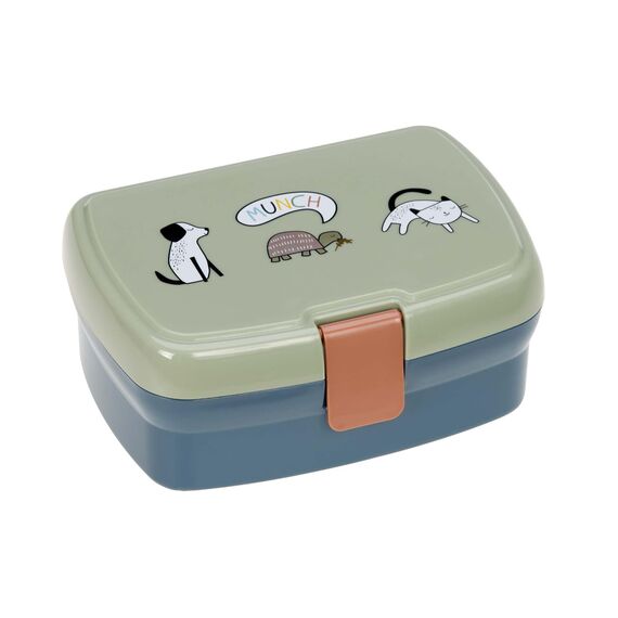 LÄSSIG Kinder Lunchbox Brotdose mit herausnehmbarer Unterteilung, BPA-frei/Happy Prints, Blau