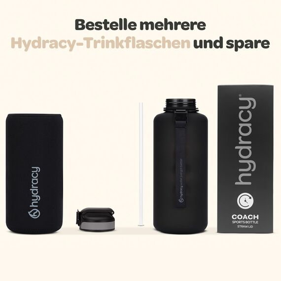 Hydracy Trinkflasche mit Strohhalm und Zeitmarkierung - 2L Wasserflasche - BPA-freie Trinkflasche - Auslaufsichere Sportflasche - Kondensationsfrei für Sport und Outdoor