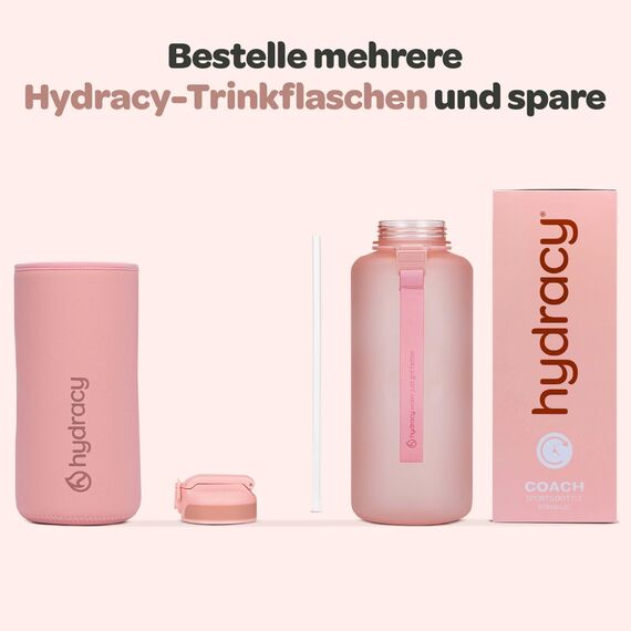 Hydracy Trinkflasche mit Strohhalm und Zeitmarkierung - 2L Wasserflasche - BPA-freie Trinkflasche - Auslaufsichere Sportflasche - Kondensationsfrei für Sport und Outdoor