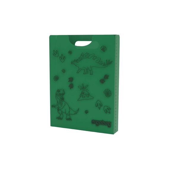 ergobag Heftebox DIN A4 inkl. Griff für mehr Ordnung im Schulranzen, durchsichtig und stabil Dinosaurier - Grün