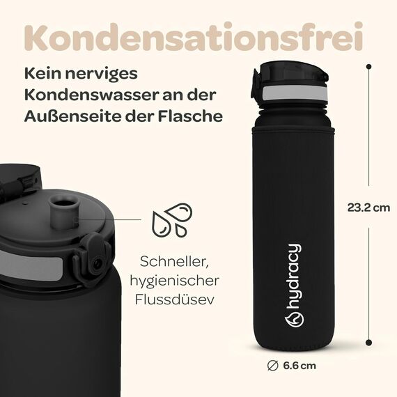 Hydracy Trinkflasche mit Fruchteinsatz - 500ml Wasserflasche - BPA-freie Trinkflasche mit Zeitmarkierung Auslaufsichere Sportflasche - Kondensationsfrei für Sport und Outdoor