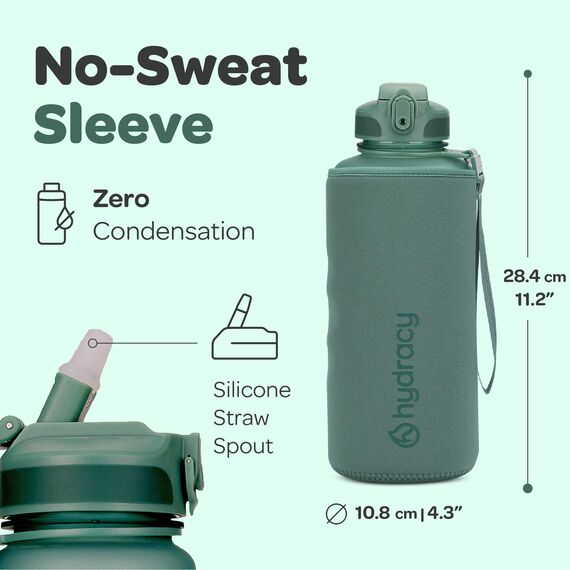 Hydracy Trinkflasche mit Strohhalm und Zeitmarkierung - 2L Wasserflasche - BPA-freie Trinkflasche - Auslaufsichere Sportflasche - Kondensationsfrei für Sport und Outdoor