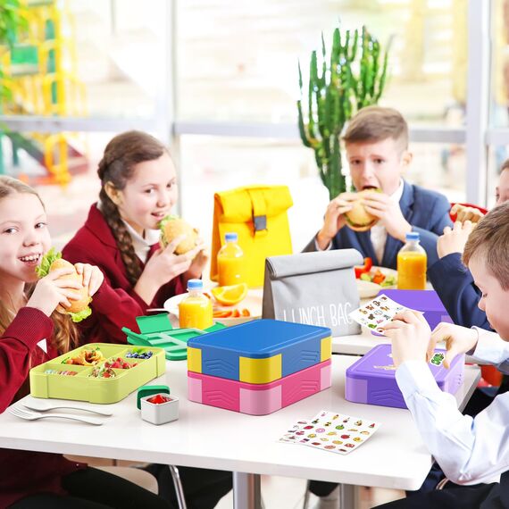 SWVIODMT Brotdose Kinder mit Fächern 1300 ml Lunchbox für Kinder, Auslaufsichere Lunchbox mit 5 Fächern, Snackbox für Mädchen & Jungen, perfekt für Schule, Kindergarten (Macaron Lila)