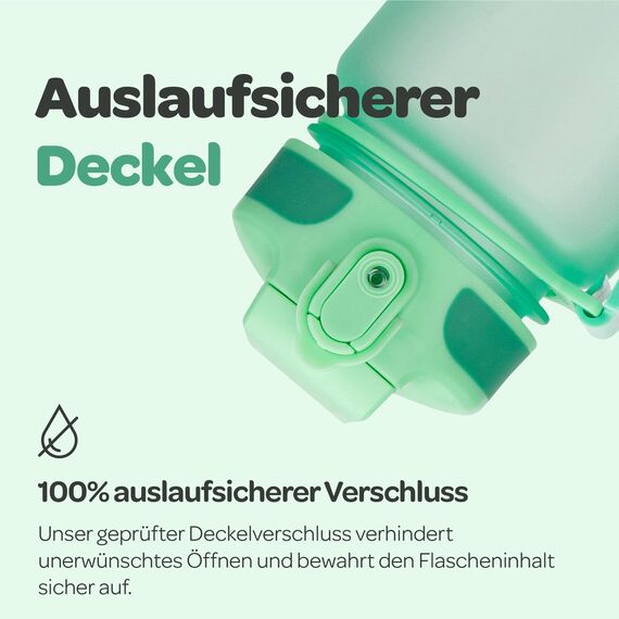 Hydracy Trinkflasche mit Strohhalm und Zeitmarkierung - 1L Wasserflasche - BPA-freie Trinkflasche - Auslaufsichere Sportflasche - Kondensationsfrei für Sport und Outdoor