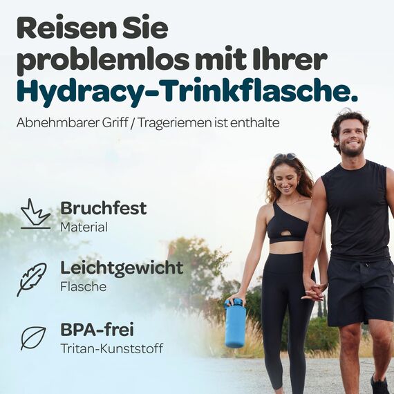 Hydracy Trinkflasche mit Fruchteinsatz - 2L Wasserflasche - BPA-freie Trinkflasche mit Zeitmarkierung Auslaufsichere Sportflasche - Kondensationsfrei für Sport und Outdoor