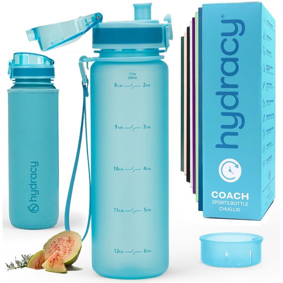 Hydracy Trinkflasche mit Fruchteinsatz - 500ml Wasserflasche - BPA-freie Trinkflasche mit Zeitmarkierung Auslaufsichere Sportflasche - Kondensationsfrei für Sport und Outdoor