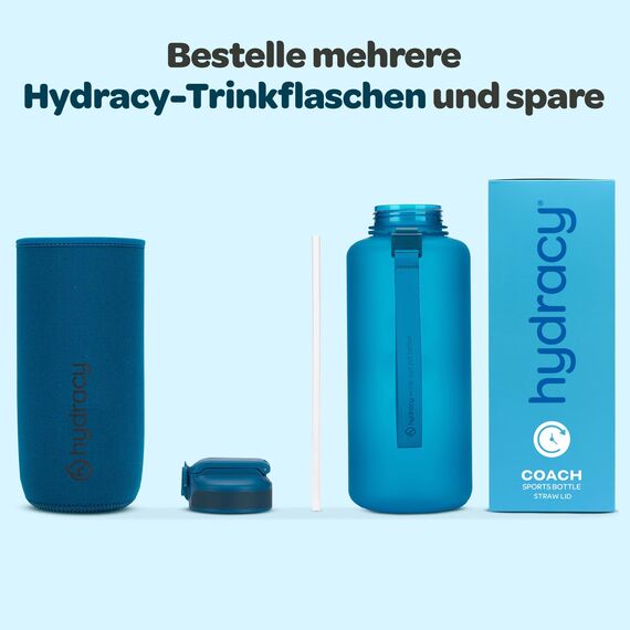 Hydracy Trinkflasche mit Strohhalm und Zeitmarkierung - 2L Wasserflasche - BPA-freie Trinkflasche - Auslaufsichere Sportflasche - Kondensationsfrei für Sport und Outdoor