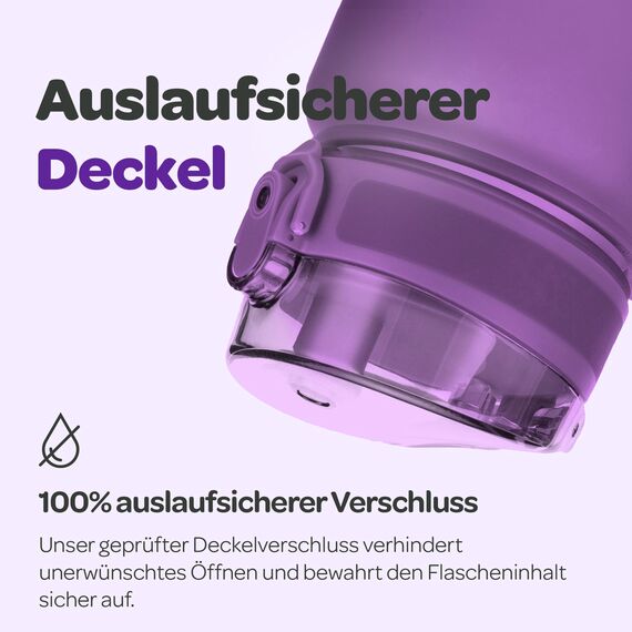 Hydracy Trinkflasche mit Fruchteinsatz - 1L Wasserflasche - BPA-freie Trinkflasche mit Zeitmarkierung Auslaufsichere Sportflasche - Kondensationsfrei für Sport und Outdoor