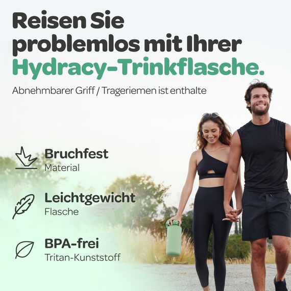 Hydracy Trinkflasche mit Fruchteinsatz - 2L Wasserflasche - BPA-freie Trinkflasche mit Zeitmarkierung Auslaufsichere Sportflasche - Kondensationsfrei für Sport und Outdoor