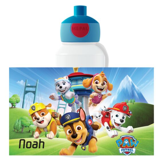 Mepal Paw Patrol Trinkflasche Pop-up Campus - Personalisierte Wasserflasche mit Namen für Kinder - Auslaufsichere Flasche für Schule - BPA-frei & Spülmaschinenfest - 400 ml - Paw Patrol Pups