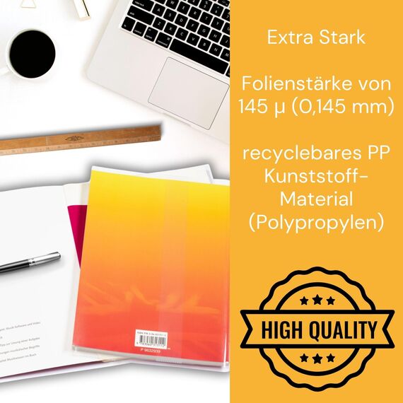 perfect line 300 x Buchumschlag Höhe 26,5 cm (265 mm) x Breite bis 54 cm, Schulbuch-Hülle Extra-Stabil, Buchschoner Glas-Klar, Sparpack (25 Sets á 12 Stk.)