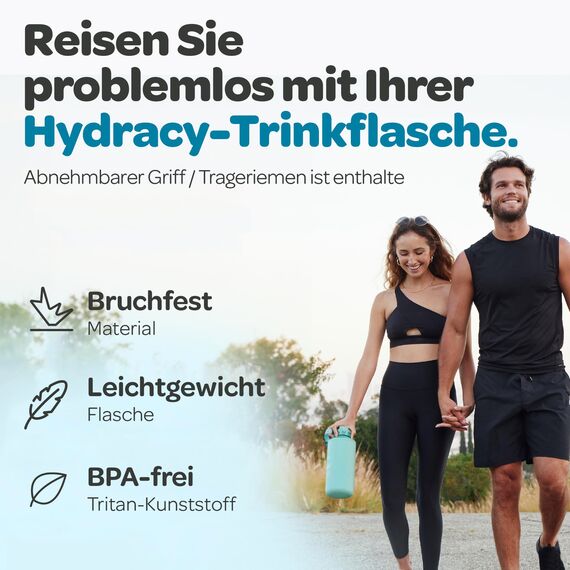 Hydracy Trinkflasche mit Fruchteinsatz - 2L Wasserflasche - BPA-freie Trinkflasche mit Zeitmarkierung Auslaufsichere Sportflasche - Kondensationsfrei für Sport und Outdoor