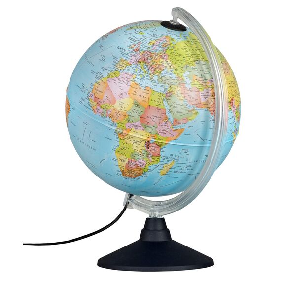 Idena 10411 - Globus mit politischem Kartenbild bei ausgeschalteter Beleuchtung und Sternbildern beim Einschalten des Lichtes, ca. 25 cm im Durchmesser