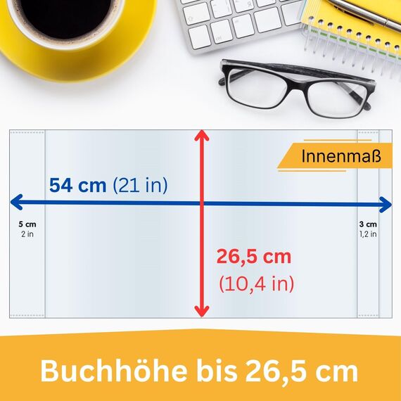 perfect line 60 x Buchumschlag Höhe 26,5 cm (265 mm) x Breite bis 54 cm, Schulbuch-Hülle Extra-Stabil, Buchschoner Glas-Klar, Sparpack (5 Sets á 12 Stk.)