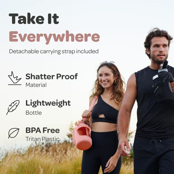 Hydracy Wasserflasche mit Aufbewahrungstasche und Strohhalm, groß, 2,3 l, BPA-frei, motivierende Wasserflasche mit Zeitmarkierung, auslaufsichere Sportflasche, ideal für Fitness oder Sport und Outdoor