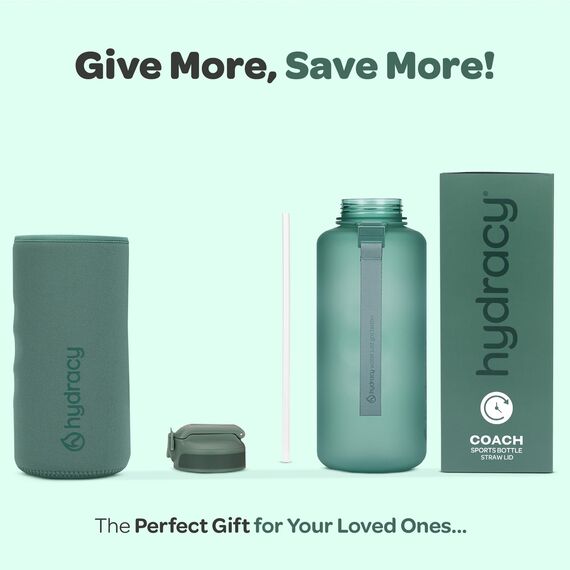 Hydracy Trinkflasche mit Strohhalm und Zeitmarkierung - 2L Wasserflasche - BPA-freie Trinkflasche - Auslaufsichere Sportflasche - Kondensationsfrei für Sport und Outdoor