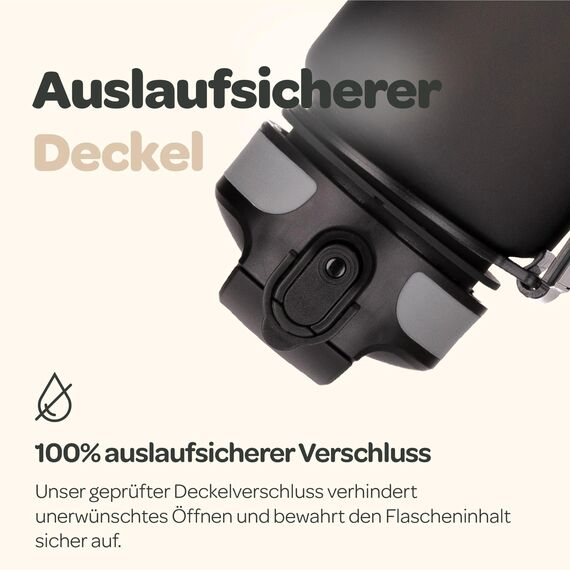 Hydracy Trinkflasche mit Strohhalm und Zeitmarkierung - 1L Wasserflasche - BPA-freie Trinkflasche - Auslaufsichere Sportflasche - Kondensationsfrei für Sport und Outdoor