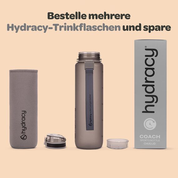 Hydracy Trinkflasche mit Fruchteinsatz - 1L Wasserflasche - BPA-freie Trinkflasche mit Zeitmarkierung Auslaufsichere Sportflasche - Kondensationsfrei für Sport und Outdoor