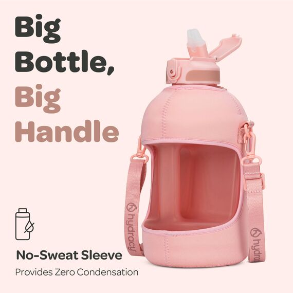 Hydracy Wasserflasche mit Aufbewahrungstasche und Strohhalm, groß, 2,3 l, BPA-frei, motivierende Wasserflasche mit Zeitmarkierung, auslaufsichere Sportflasche, ideal für Fitness oder Sport und Outdoor