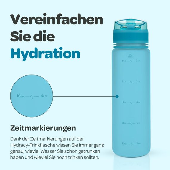 Hydracy Trinkflasche mit Fruchteinsatz - 500ml Wasserflasche - BPA-freie Trinkflasche mit Zeitmarkierung Auslaufsichere Sportflasche - Kondensationsfrei für Sport und Outdoor