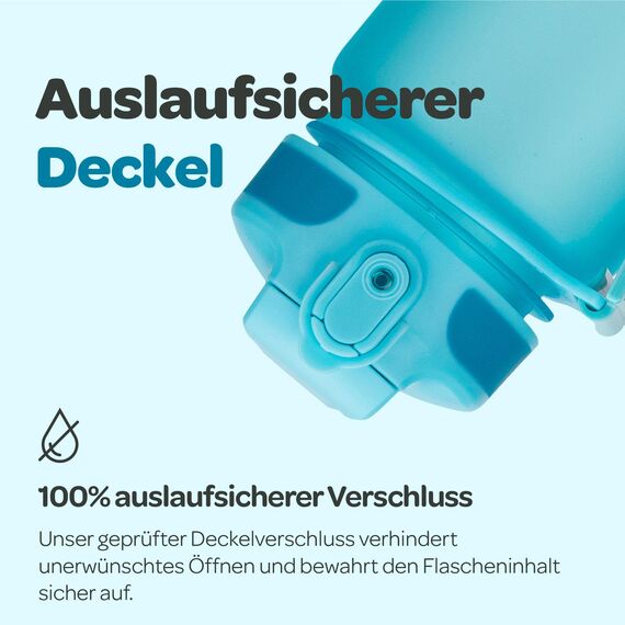 Hydracy Trinkflasche mit Strohhalm und Zeitmarkierung - 1L Wasserflasche - BPA-freie Trinkflasche - Auslaufsichere Sportflasche - Kondensationsfrei für Sport und Outdoor