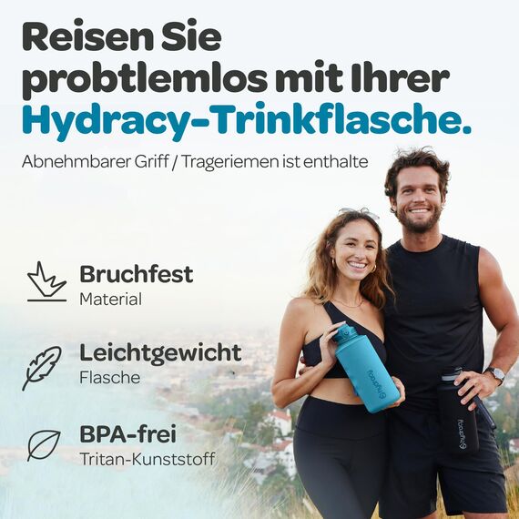 Hydracy Trinkflasche mit Strohhalm und Zeitmarkierung - 2L Wasserflasche - BPA-freie Trinkflasche - Auslaufsichere Sportflasche - Kondensationsfrei für Sport und Outdoor